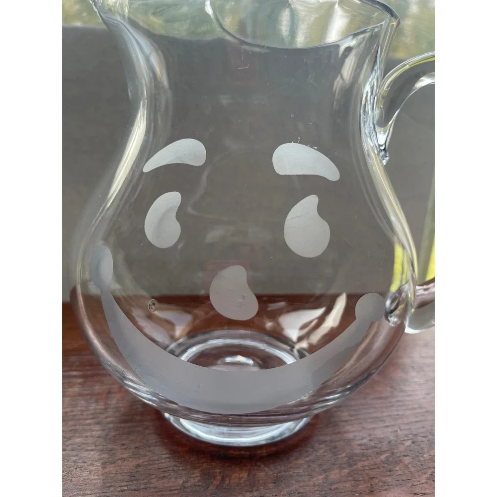 Kool-Aid Glass Pitcher OS Clear Excellent Etched Smiley Face Retro Advertising